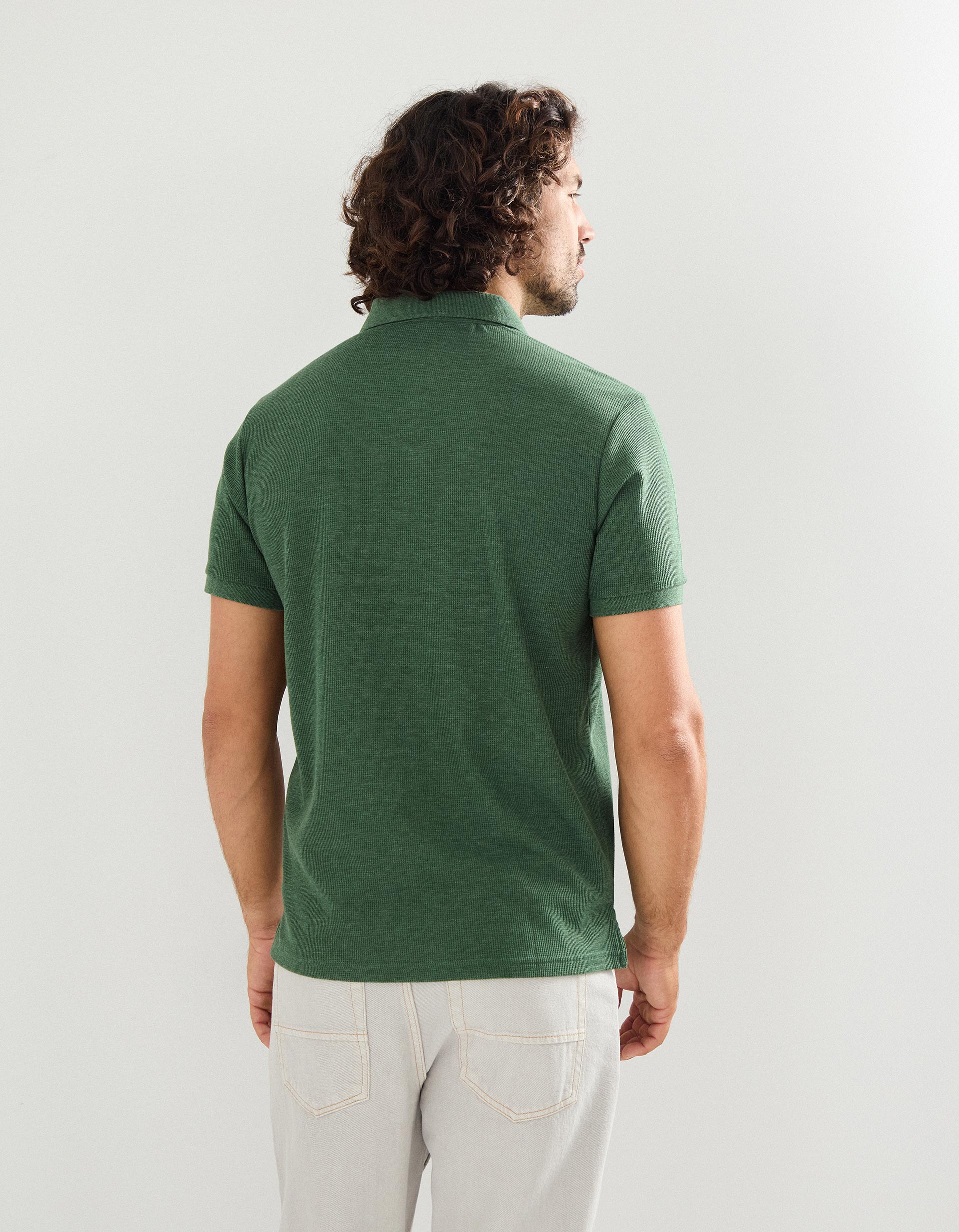 Polo Waffle, Homem, Verde Escuro