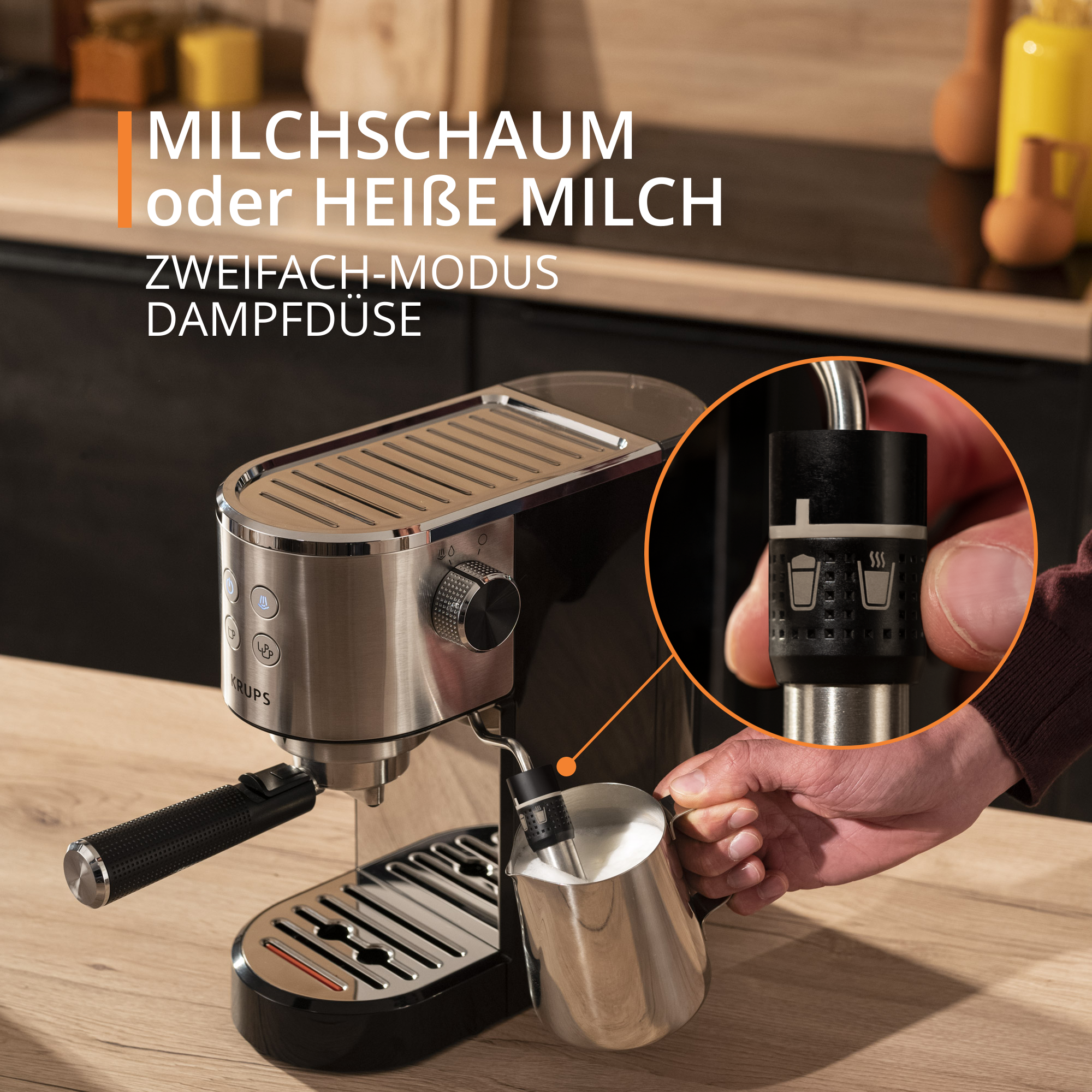 KRUPS Virtuoso + Espresso Siebträgermaschine Silber Edelstahl