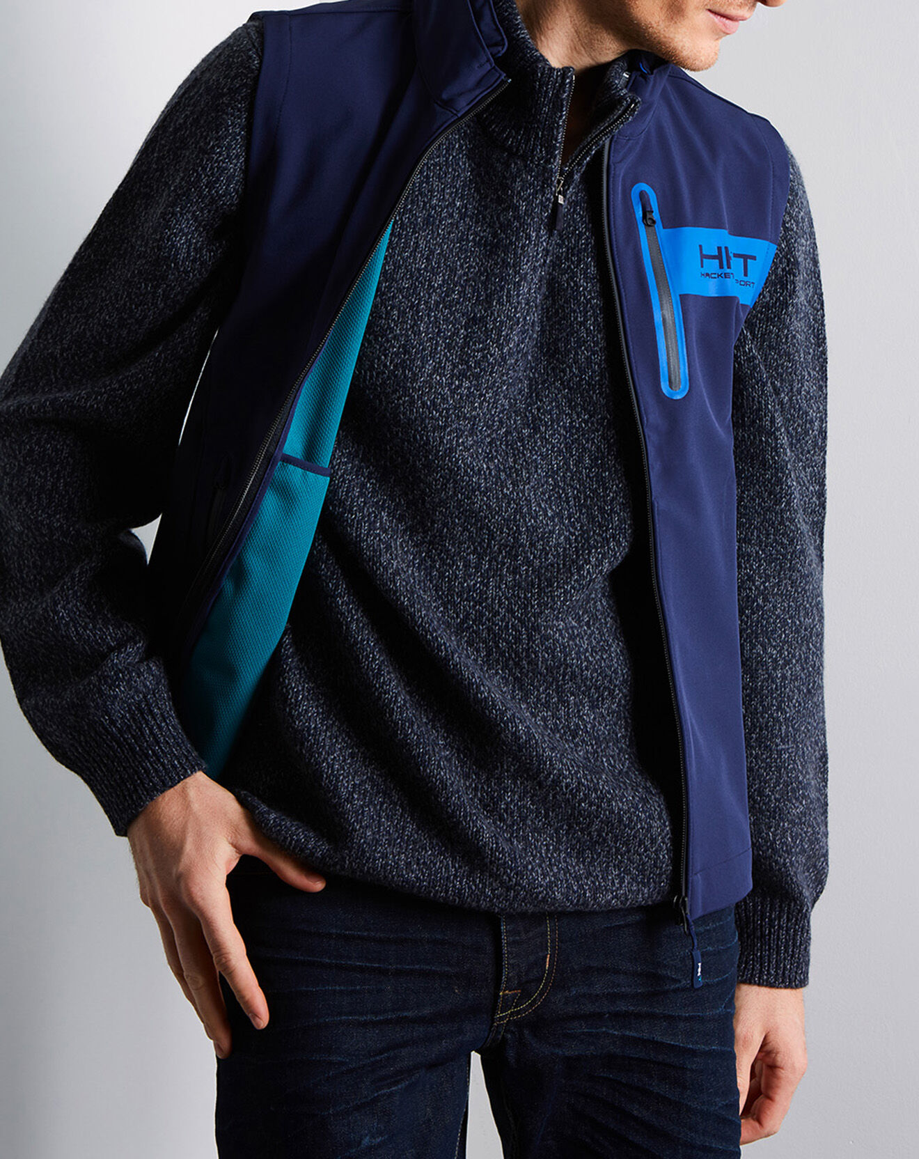 Hackett London Veste Soft HKT Sport Performance bleu marine