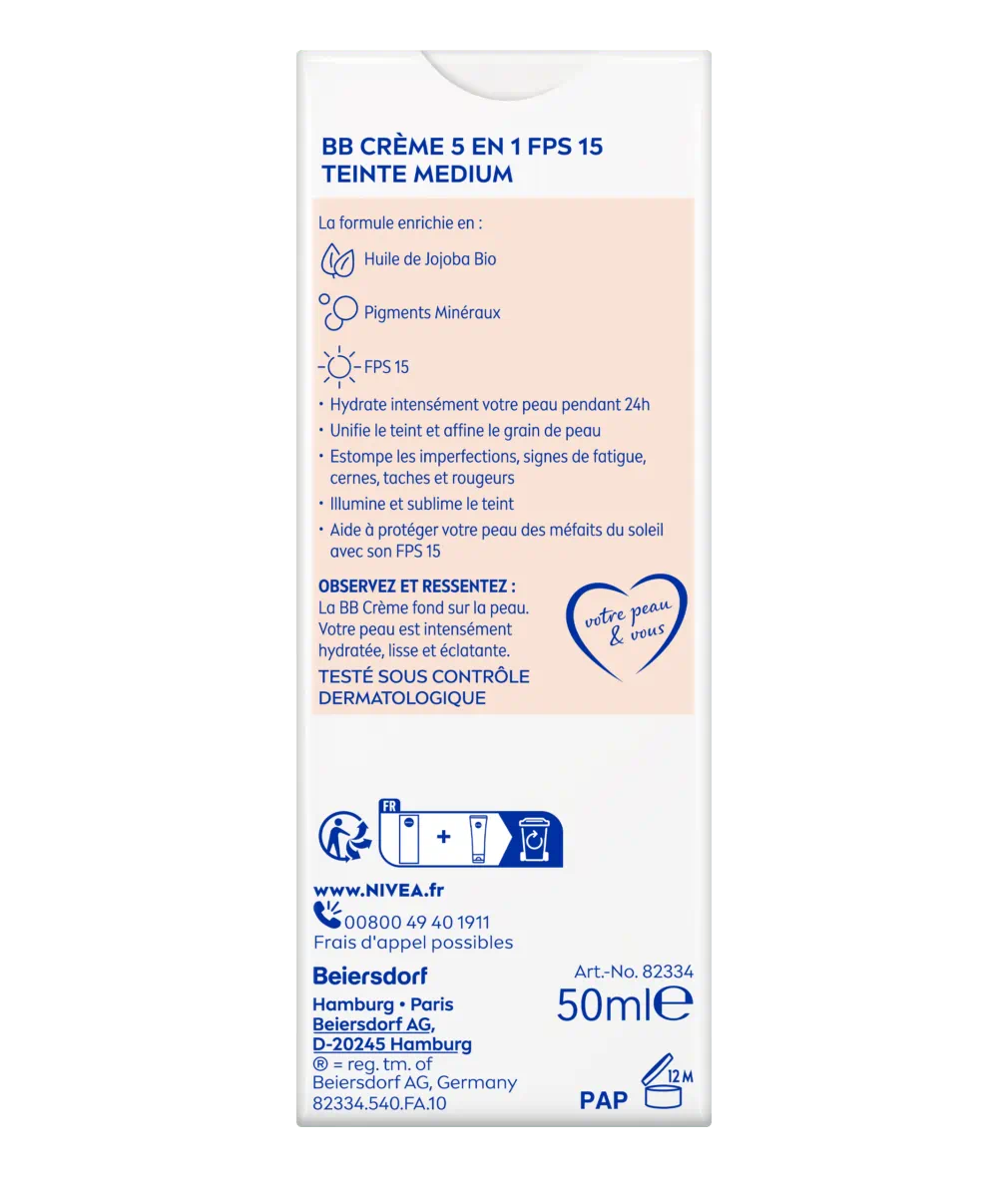 BB CREME 5 EN 1 TEINTE MEDIUM HYDRATATION 24 H