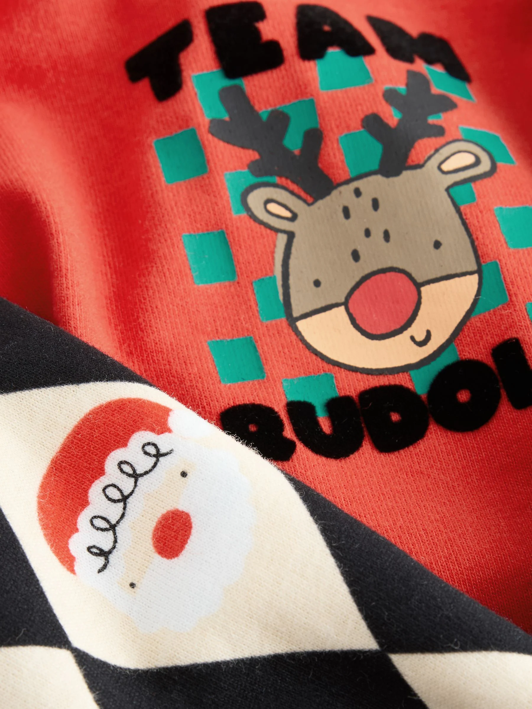 Rood/groen Harlequin - Enkele kerstpyjama (9mnd-12jr)