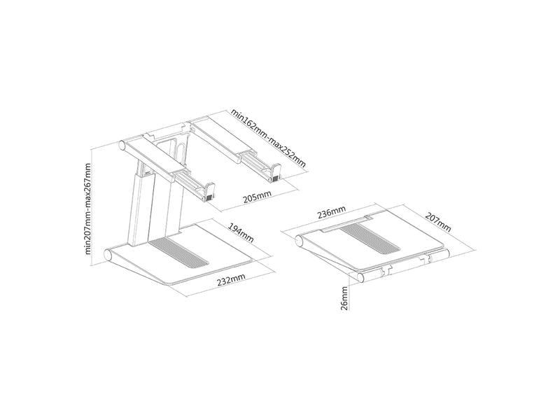 NEOMOUNTS Halterung NSLS200 Laptop Ständer Faltbarer Tablet-/Laptopständer