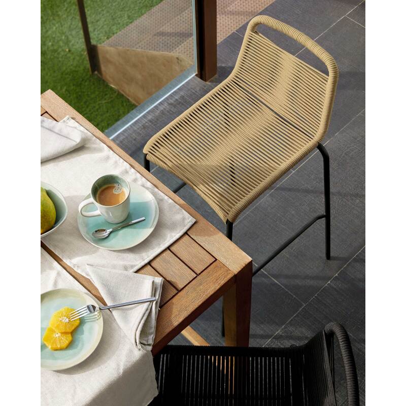 Tabouret Lambton - corde - pieds en acier H 62 cm