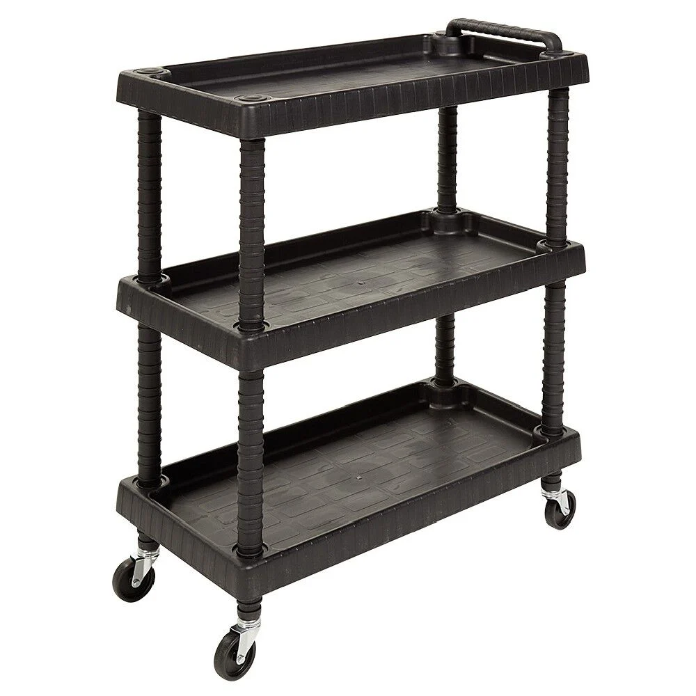 Servante à roulettes résine étagère ajustable noir