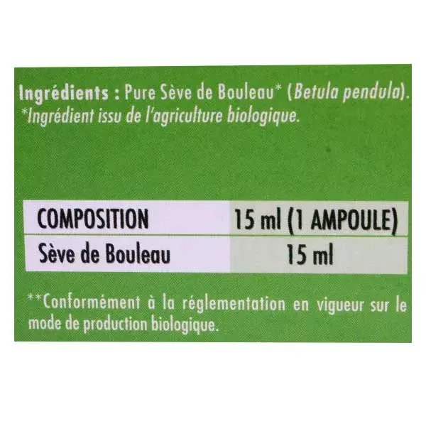 Superdiet Sève de Bouleau Bio 20 ampoules de 15ml