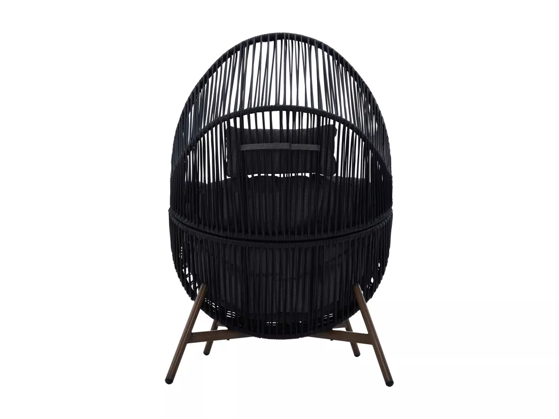 Fauteuil de jardin oeuf sur pied en rotin synthétique 142 cm noir