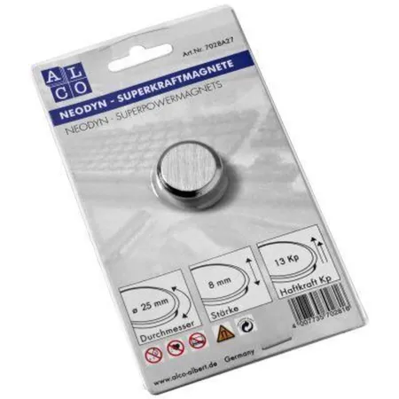 Alco 7028A27 Magnet mit 13kg Haftkraft, silber, 25mm