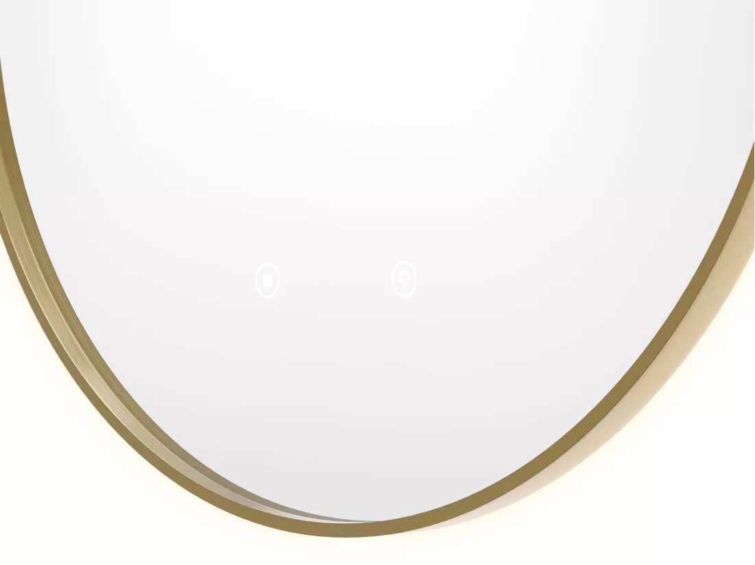 Miroir de salle de bain lumineux rond anti buée avec contour doré - D60 cm - PEONIA