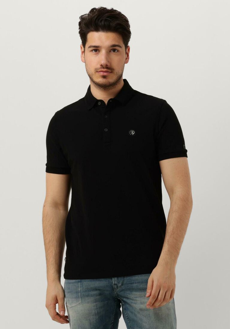 CAST IRON zwarte cast iron polo short sleeve polo organic cotton pique essential