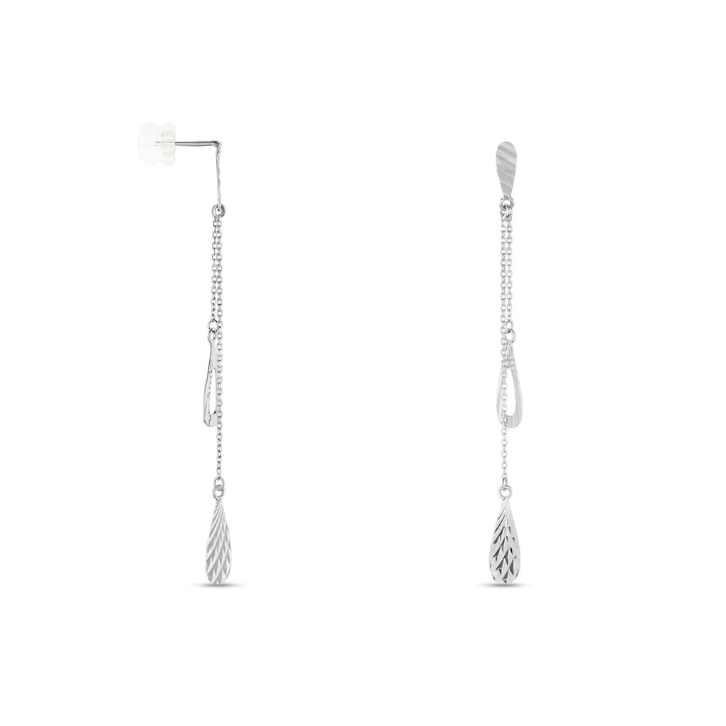 Boucles D'oreilles Pendantes Anila Gouttes Or Blanc