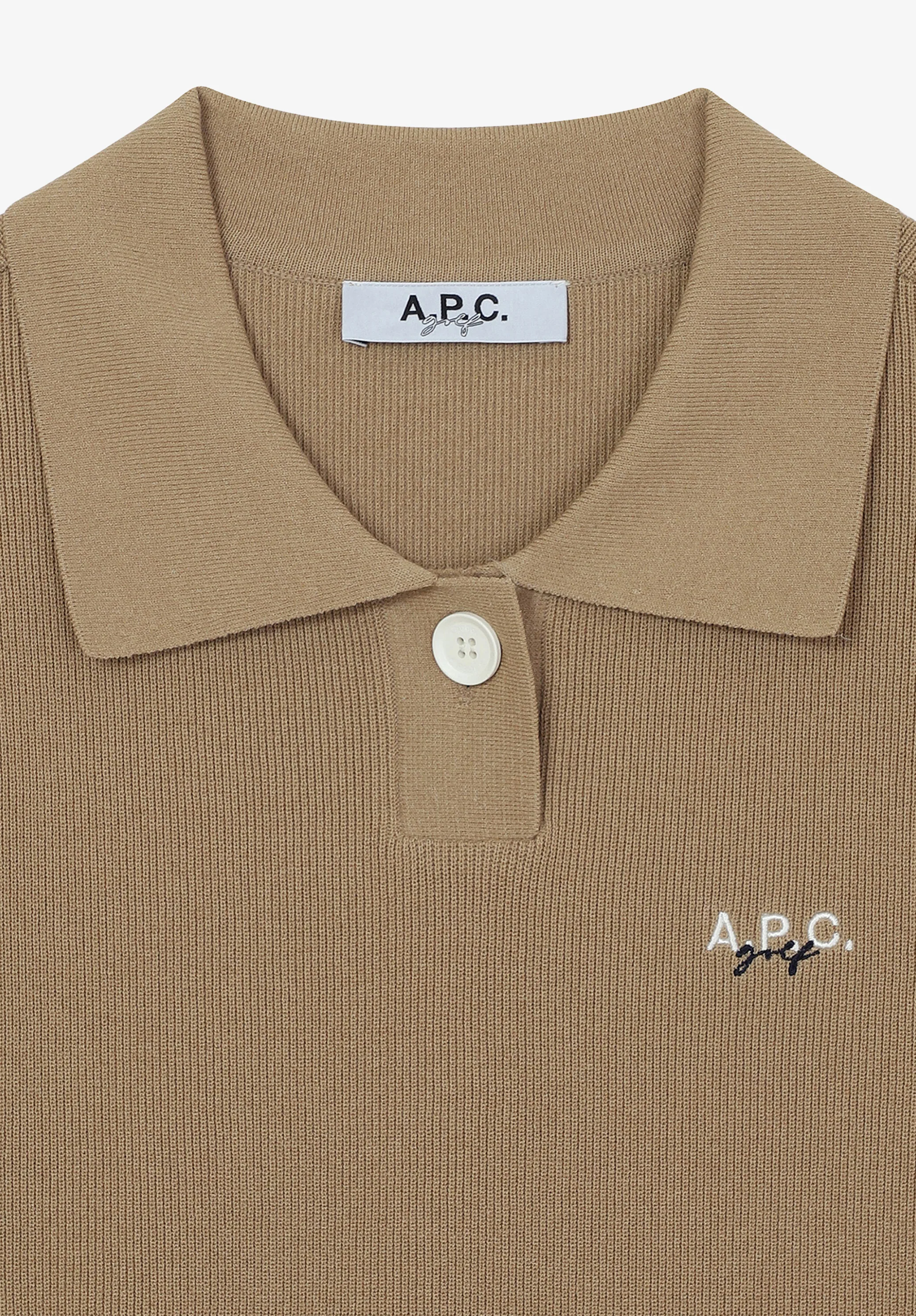 Polo à col contrasté - Beige