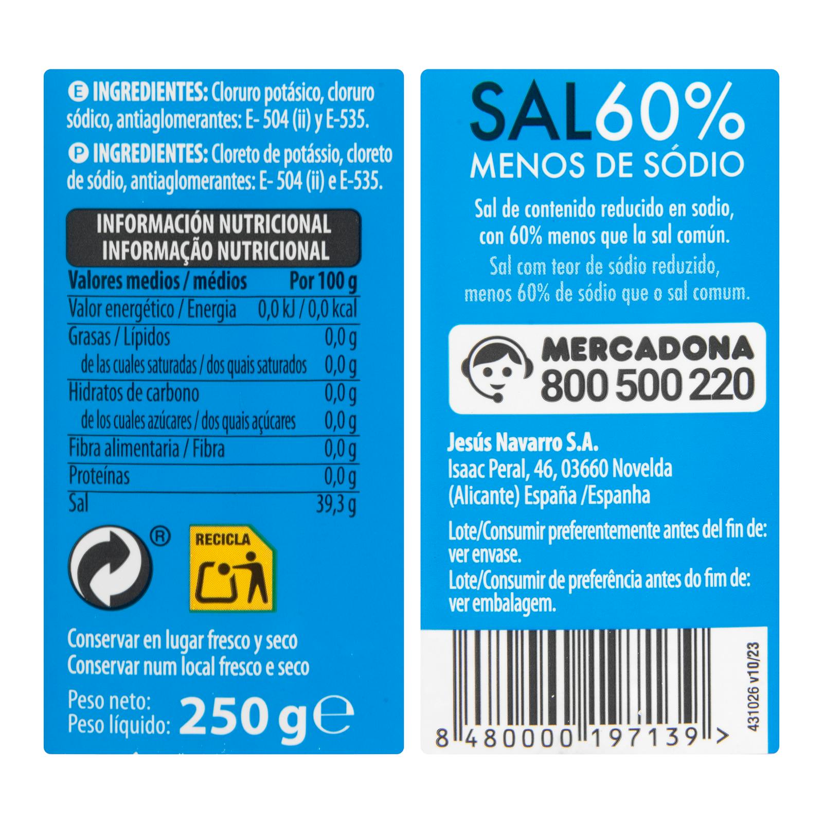 Sel 60% moins de sodium Hacendado