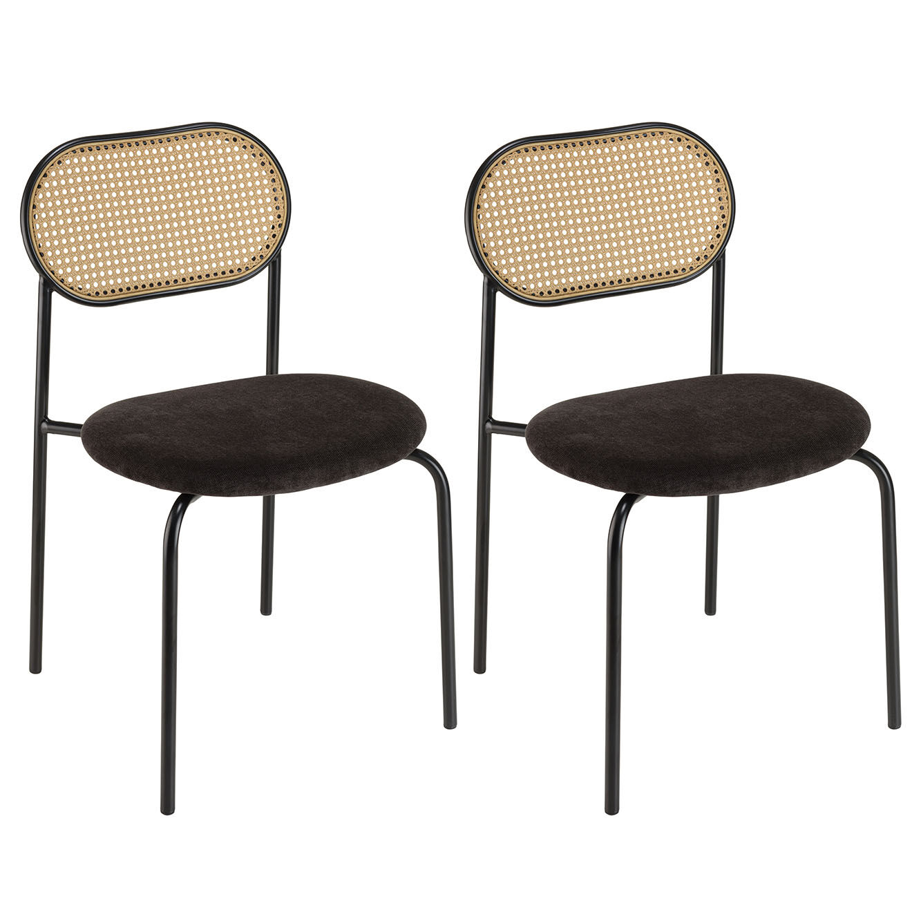 Macabane 2 Chaises Léa noires - 46x48x80 cm