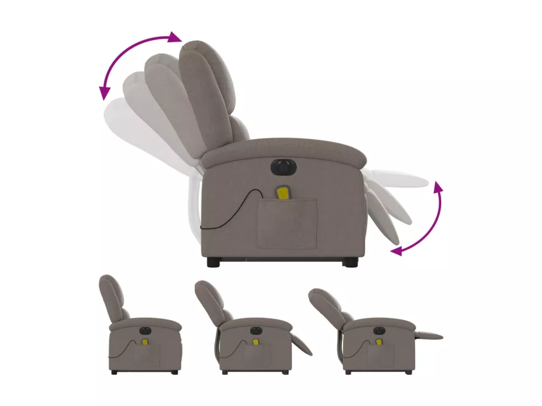 Fauteuil inclinable massant électrique Taupe Tissu