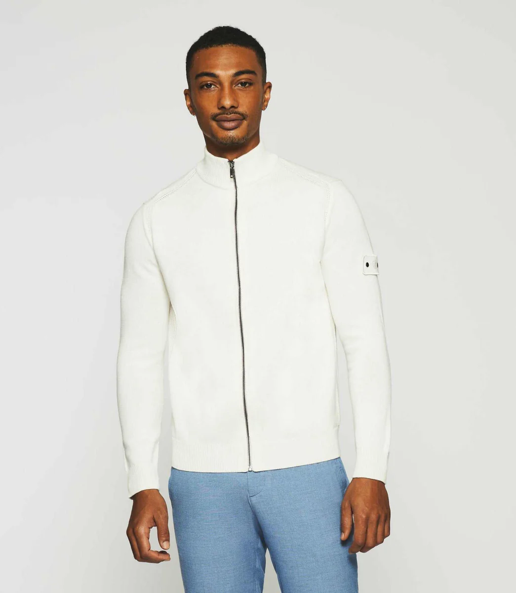 Gilet zippé col montant écru DAN