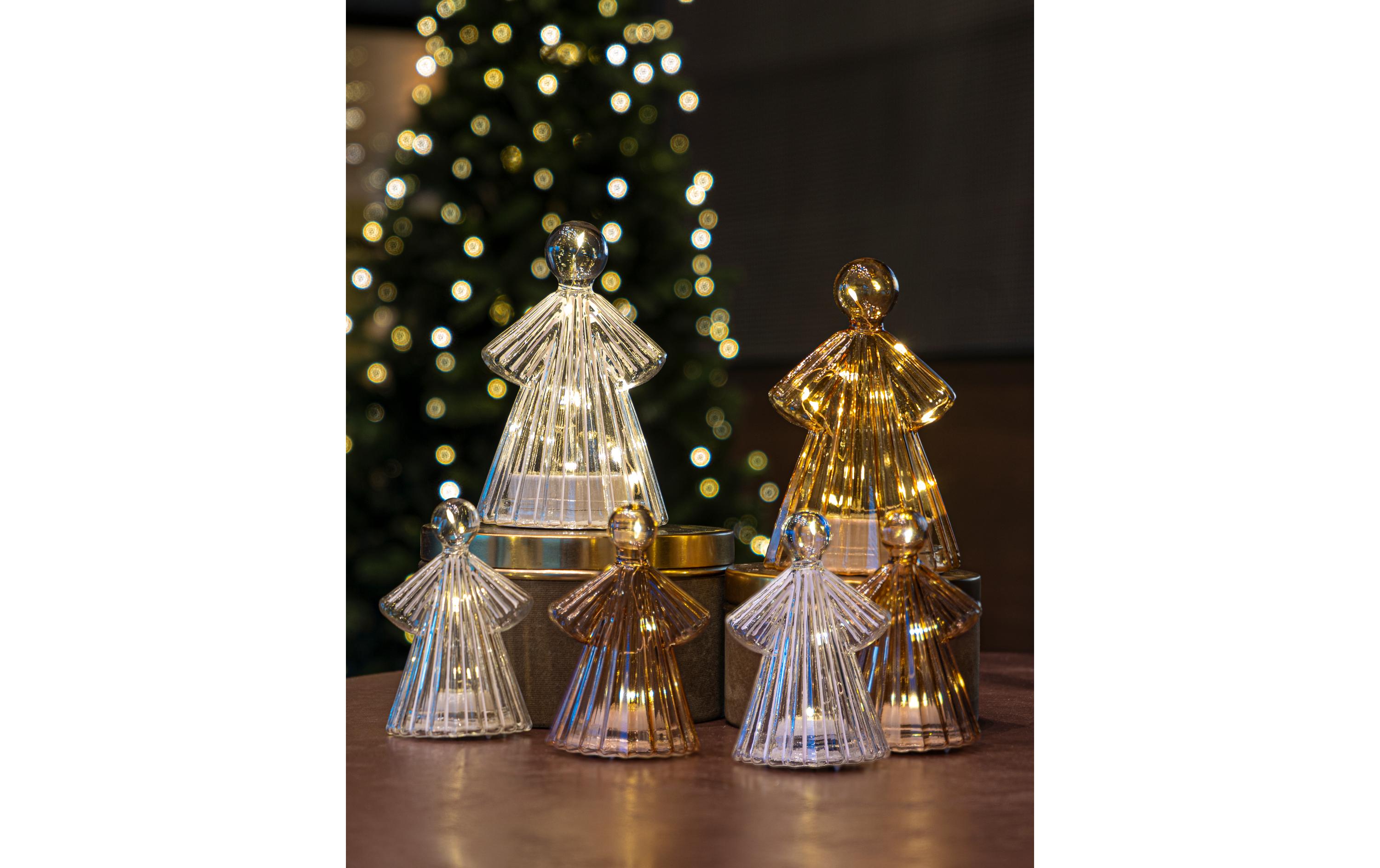 Tischdeko Albert, Ø 9.5 x H 15 cm, BraunWeihnachtliche LED-Dekoration