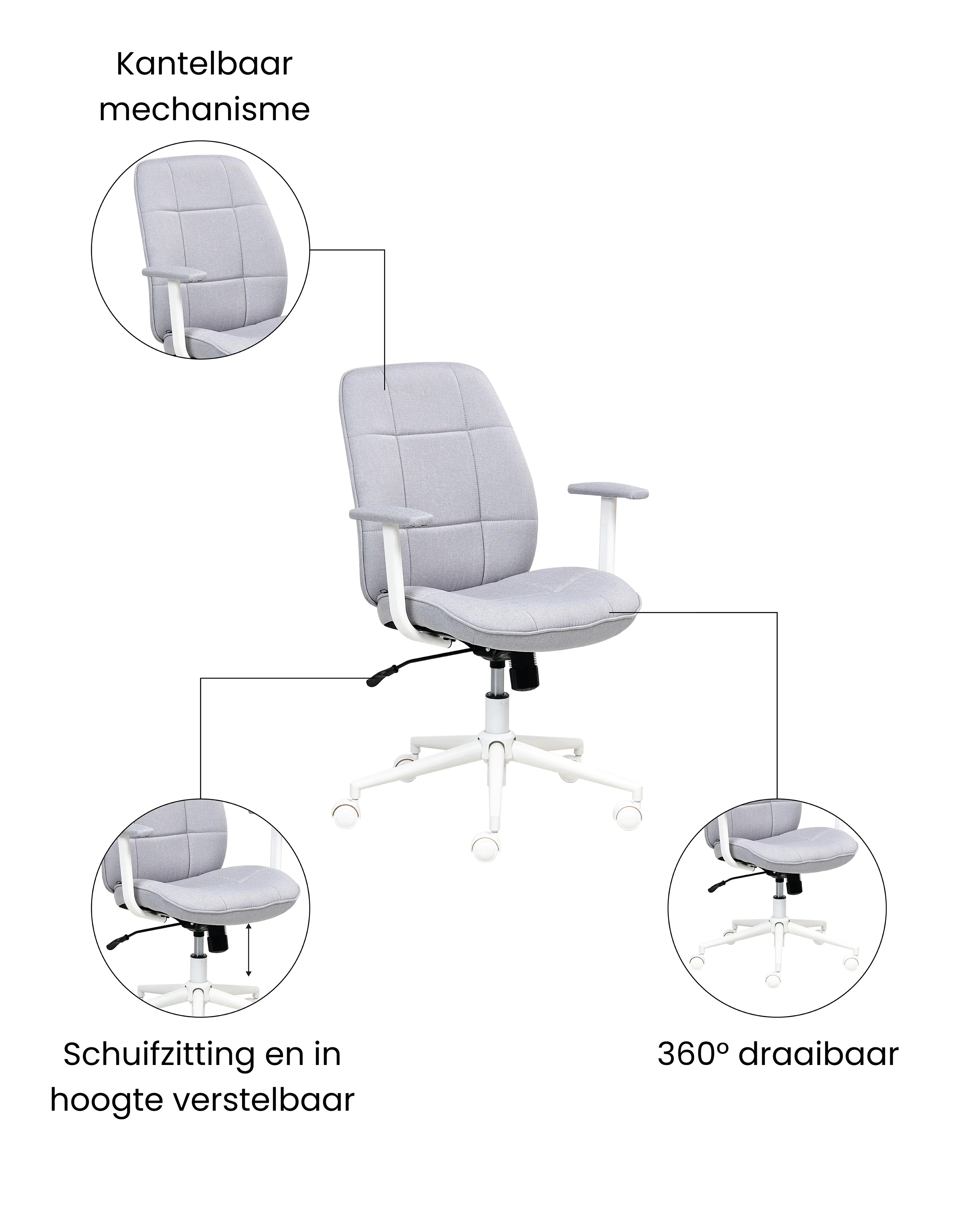 Bureaustoel CARLTON Stof Grijs
