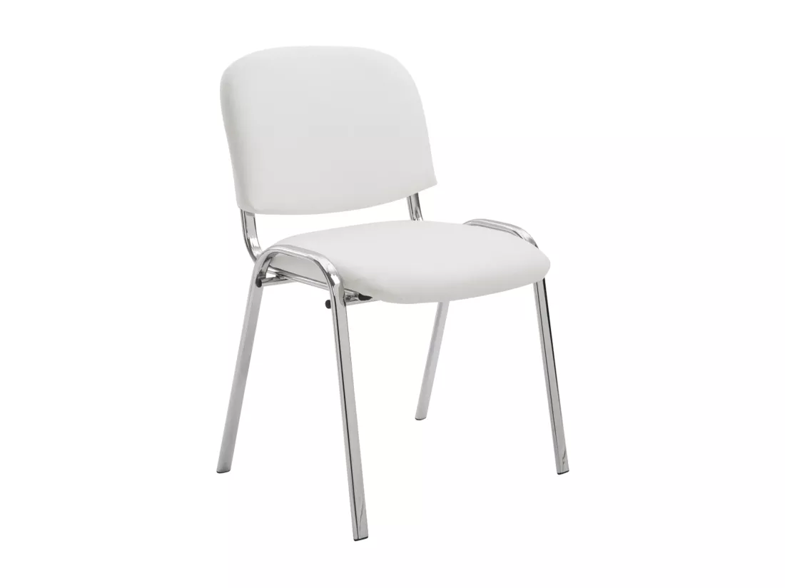 Chaise de salle à manger - Similicuir & Métal chromé - Blanc - Ken