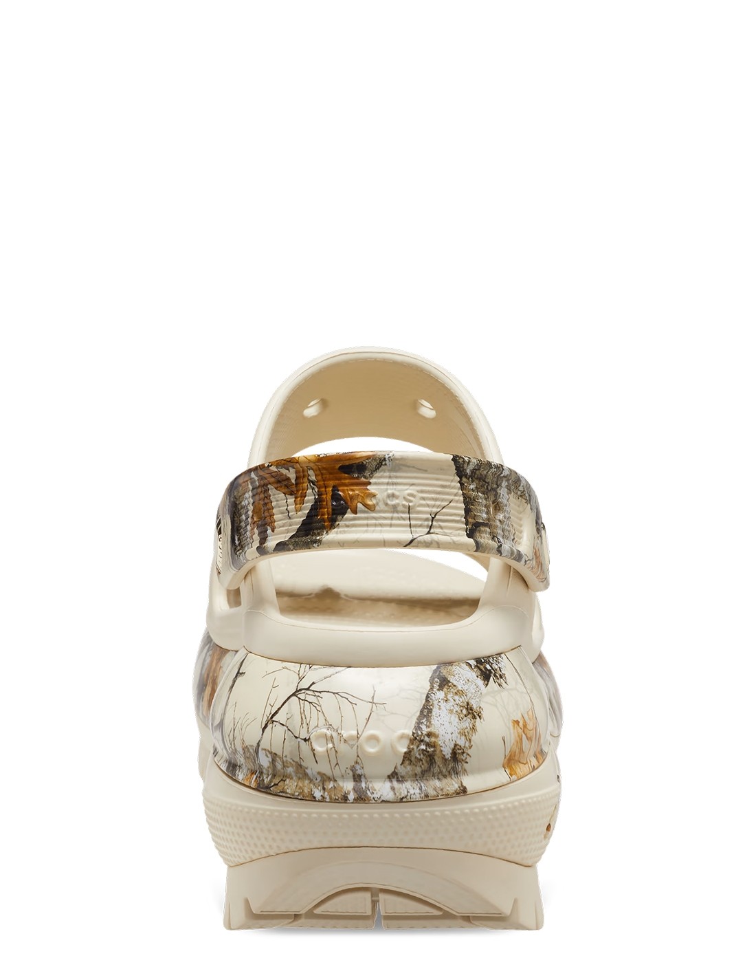 crocs sandales compensées femme classic mega crush realtree sandal beige imprimé nature