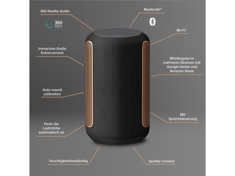 Sony Smart Speaker SRS-RA3000 Schwarz Premium-Lautsprecher für unaufdringlichen raumfüllenden Klang