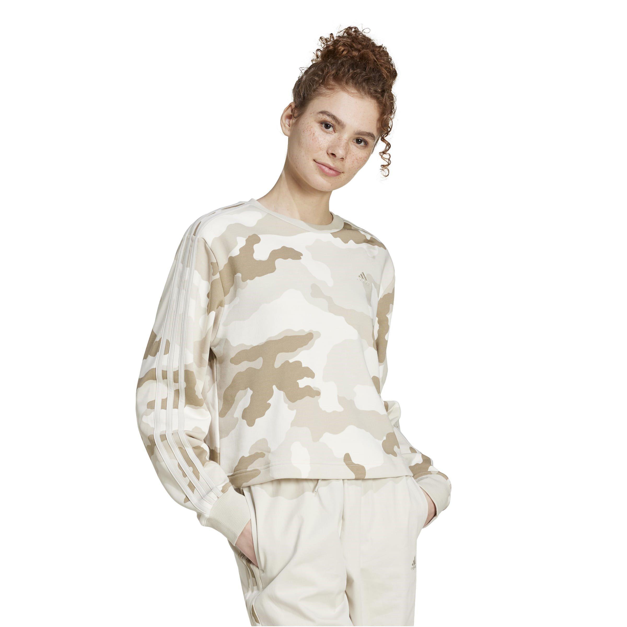 adidas Essentials 3-Stripes Camo-Print Cropped Sweatshirt womens