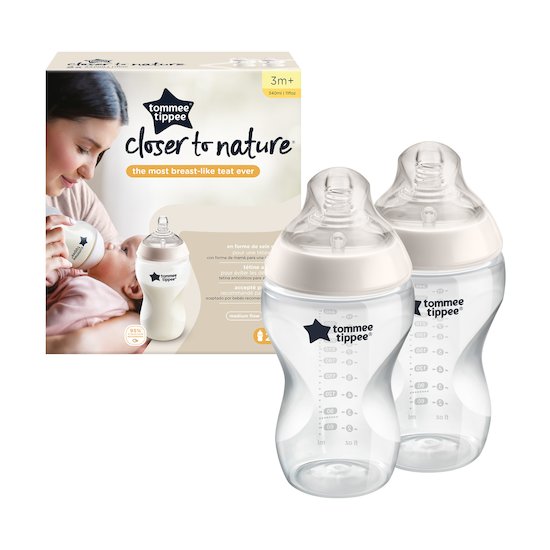 Lot de 2 biberons Closer to Nature   Transparent        340 ml   de               Tommee Tippee
