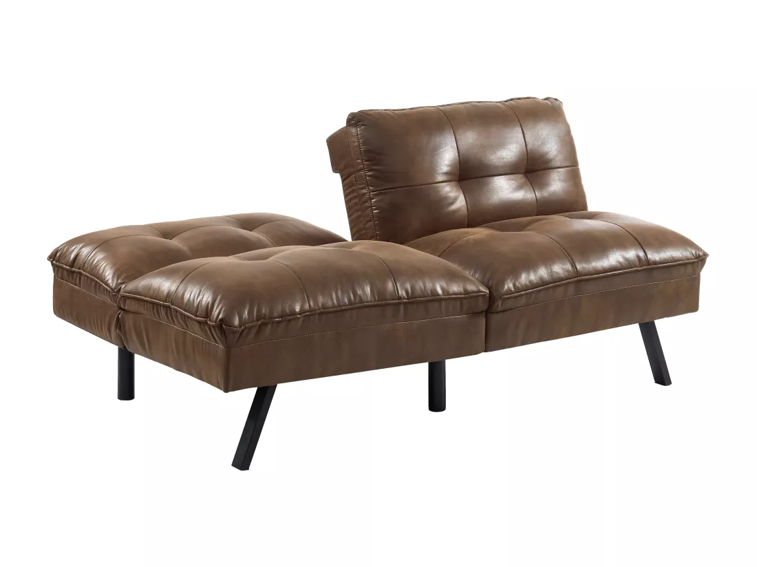 Canapé convertible clic-clac 3 places en microfibre vieillie marron PEGULA II