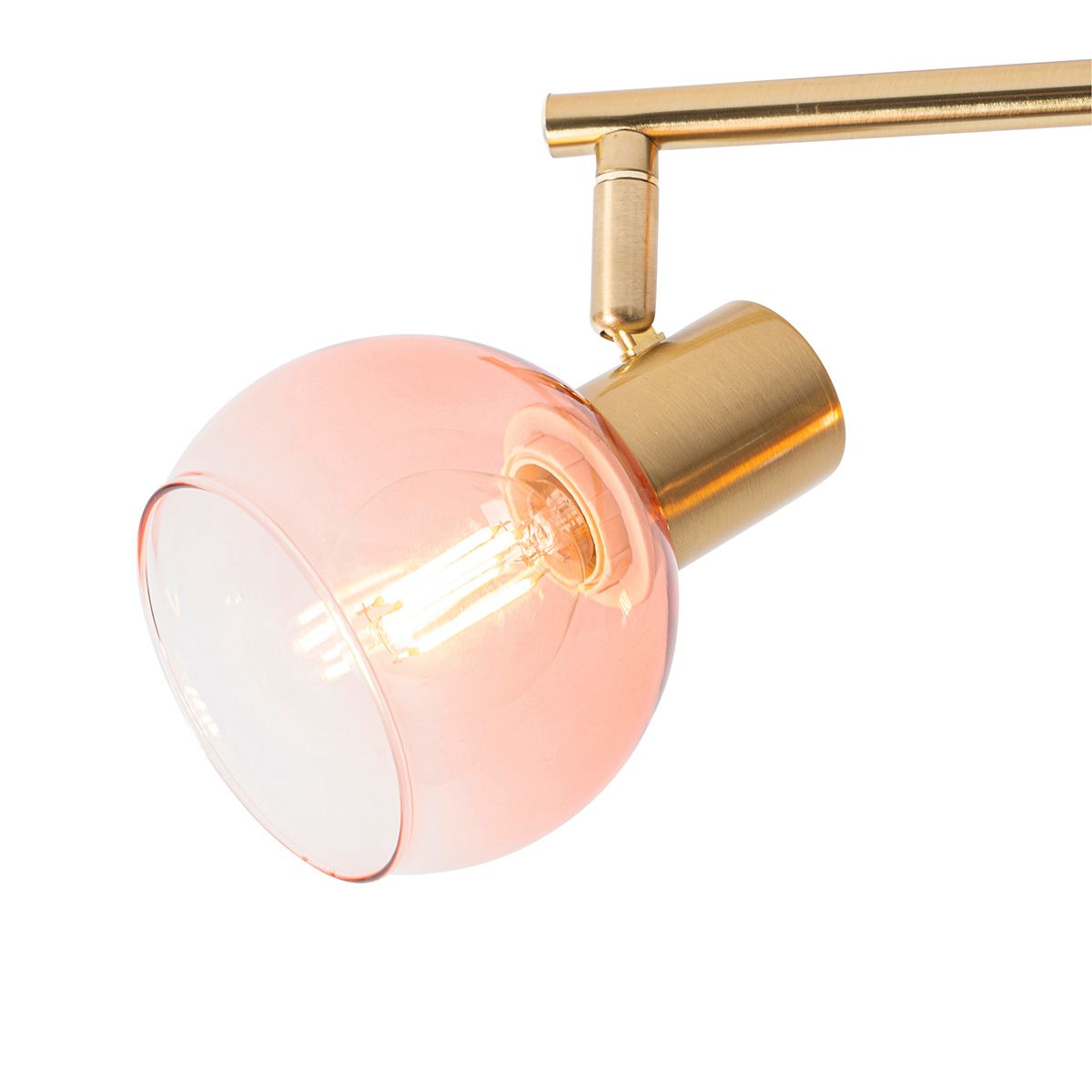 Art Deco spot goud met roze glas 4-lichts - Vidro