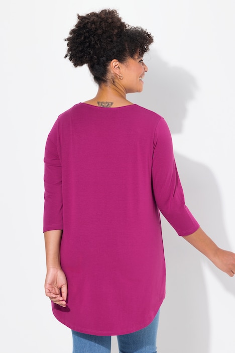T-Shirt, A-Linie, Statement-Druck, 3/4-Ärmel