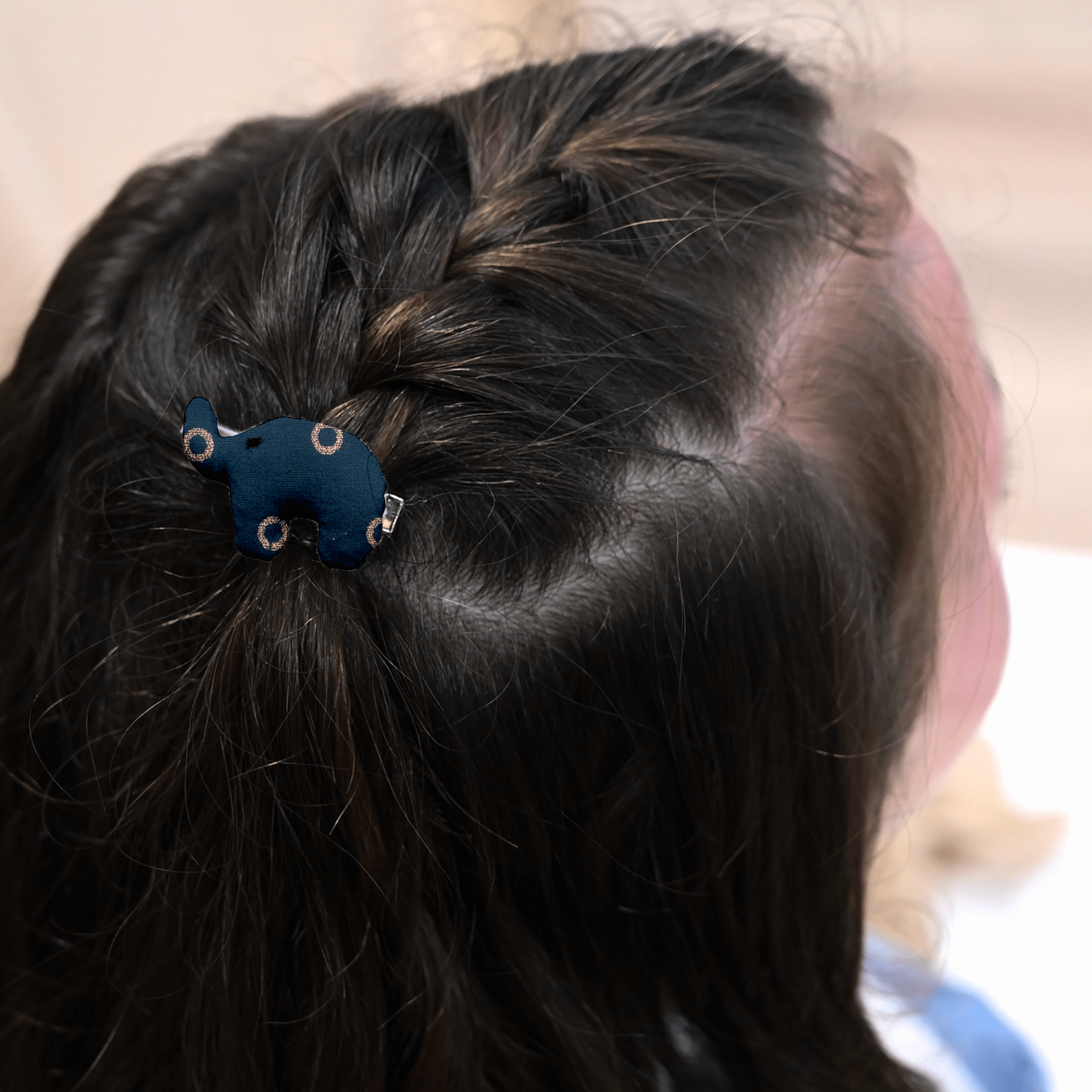 Barrette Eléphanteau Bulle Bronze Marine