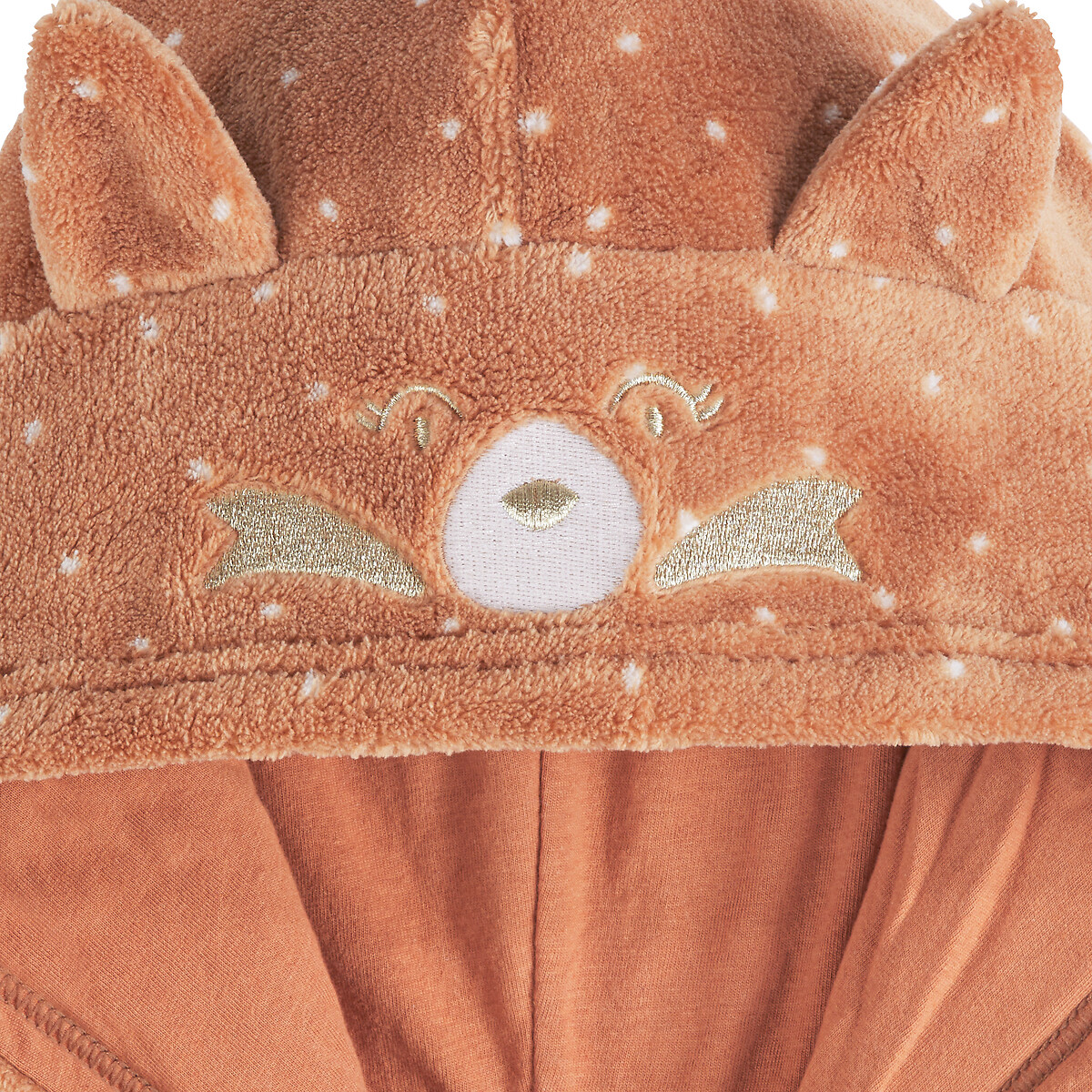 COLEÇÕES LA REDOUTE<br>Macacão com gorro de panda, cor ferrugem em fleece
