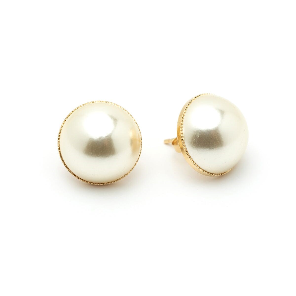 boucles d'oreilles puces perles doré à l'or fin - NÉLYA