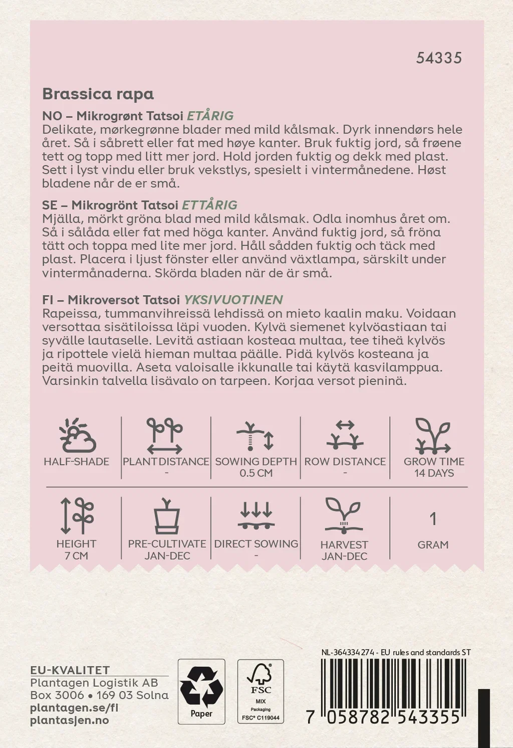 Brassica rapa Tatsoi Mikrogrønt