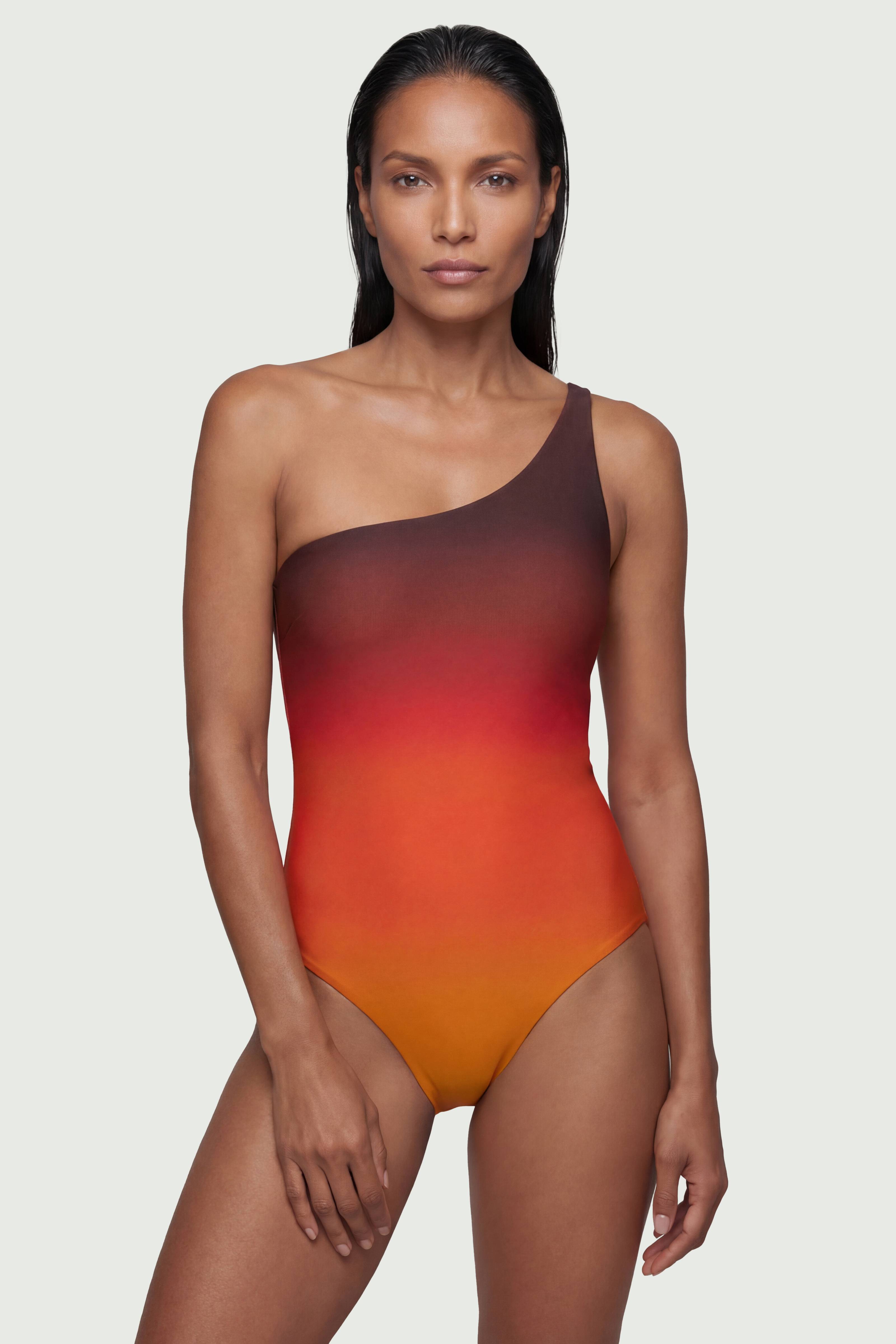 KarenMillen Maillot de Bain Une Épaule Imprimé Ombré