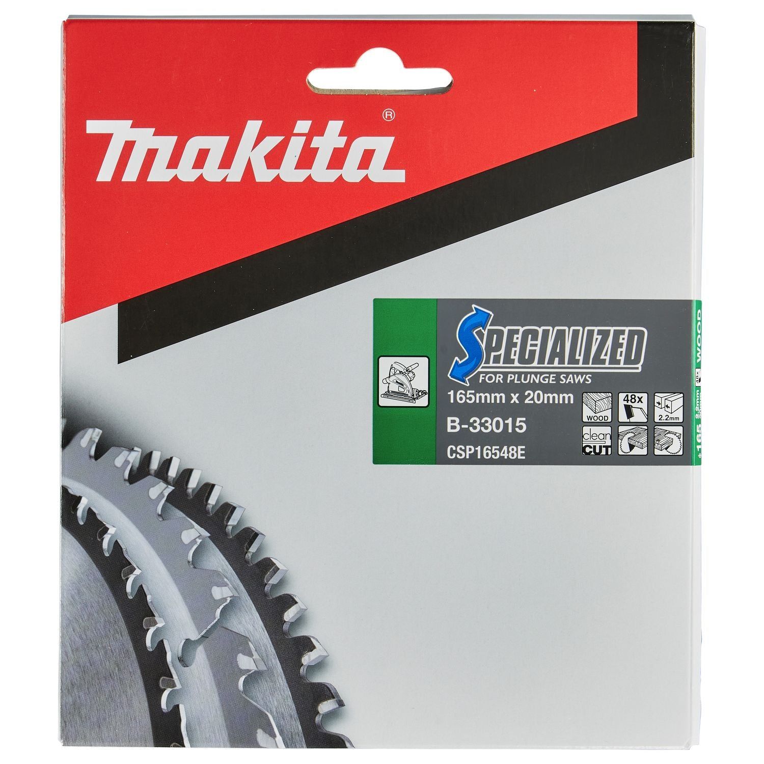 Makita Invalcirkelzaagblad voor hout | Specialized: Invalcirkelzaag | Ø 165mm Asgat 20mm 48T - B-33015