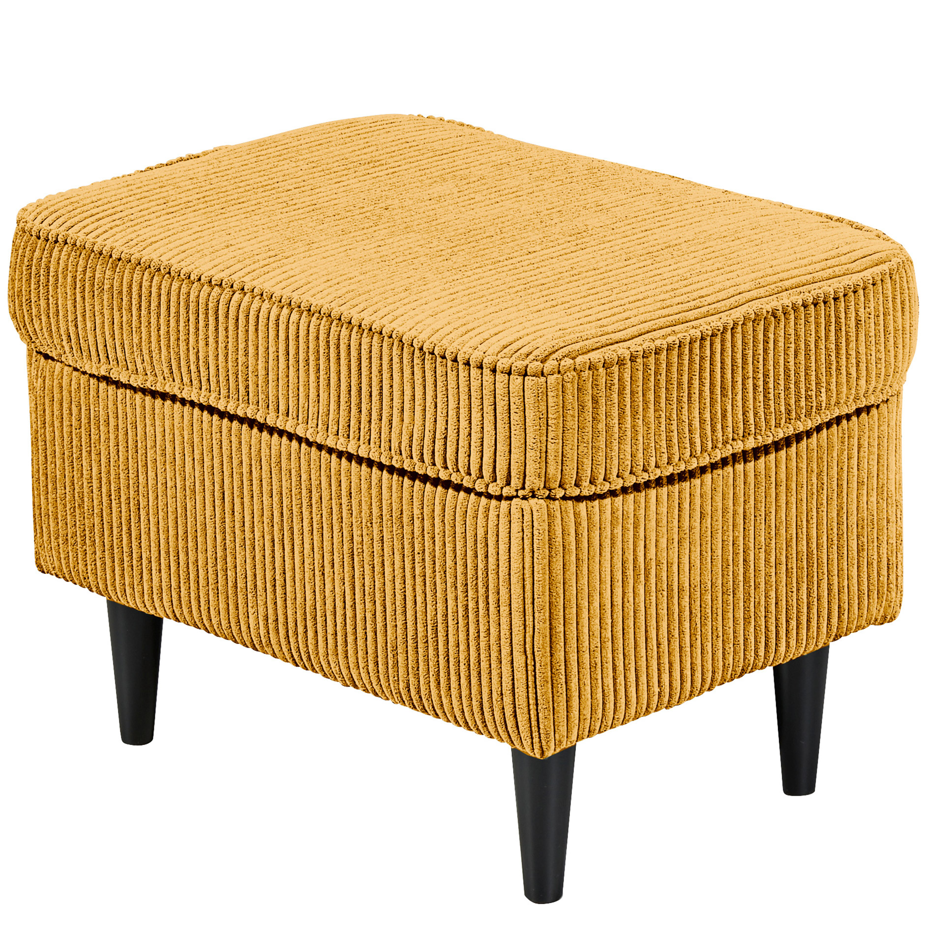 Hocker - mustard - Cord - Massivholzfüße