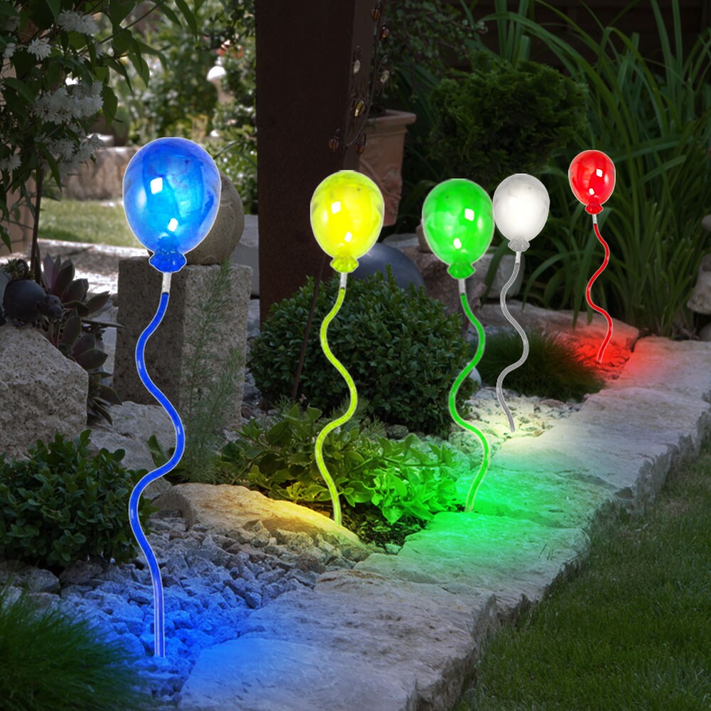 5x LED Solarlampen, Luftballons bunt, H 60 cm