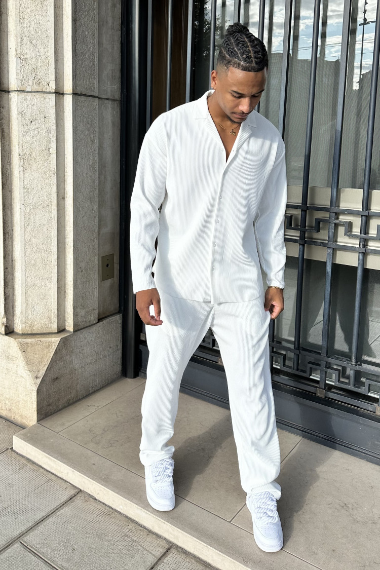 Ensemble 2 pièces chemise + pantalon blanc