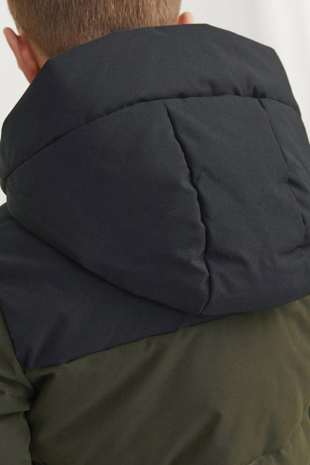 JACK & JONES gewatteerde winterjas JJEOTTO donkergroen/zwart