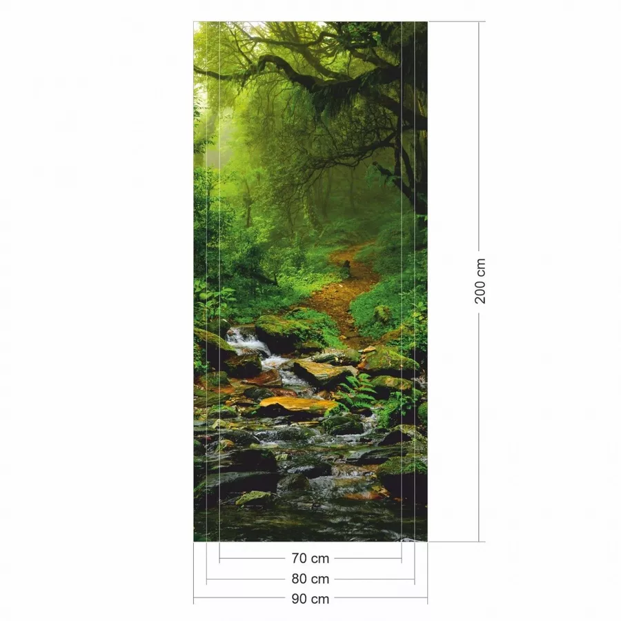 Nikima Türbild TB-02 selbstklebendes Türbild – Waldweg  Klebefolie bunt