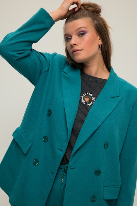 Blazer, Straight Shape, Melange, doppelreihig, Reverskragen, Langarm