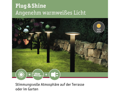 Paulmann Plug & Shine tuinpadverlichting IP44 6.1W 355 lm 3000 K Plaat antraciet 230/24 V
