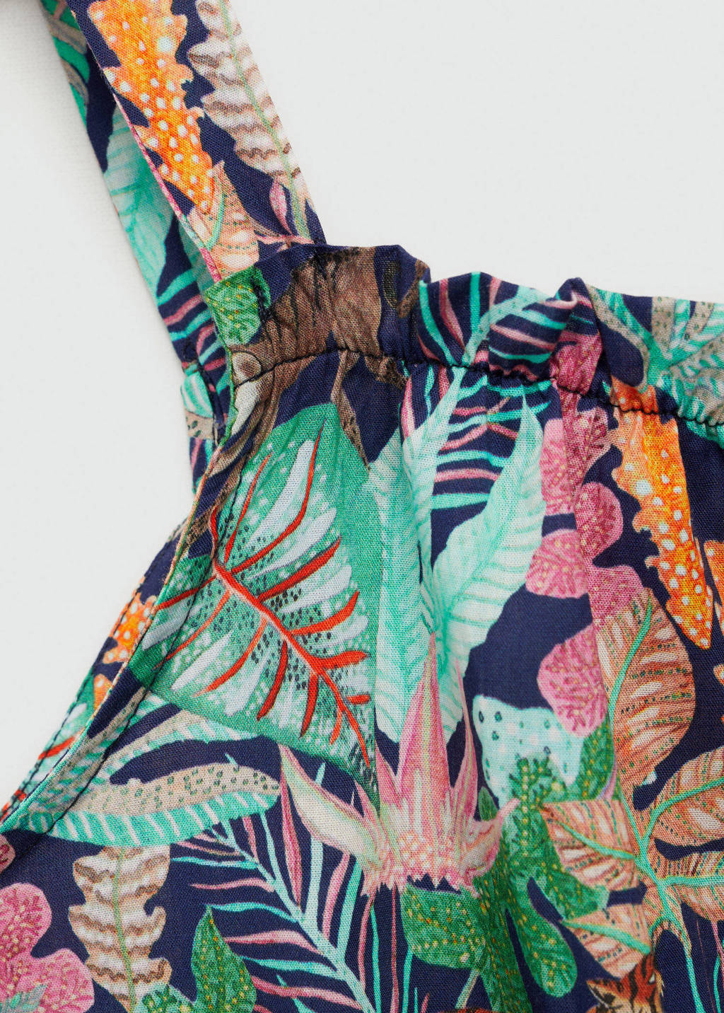 Mango Kids gebloemde playsuit donkerblauw/multicolor