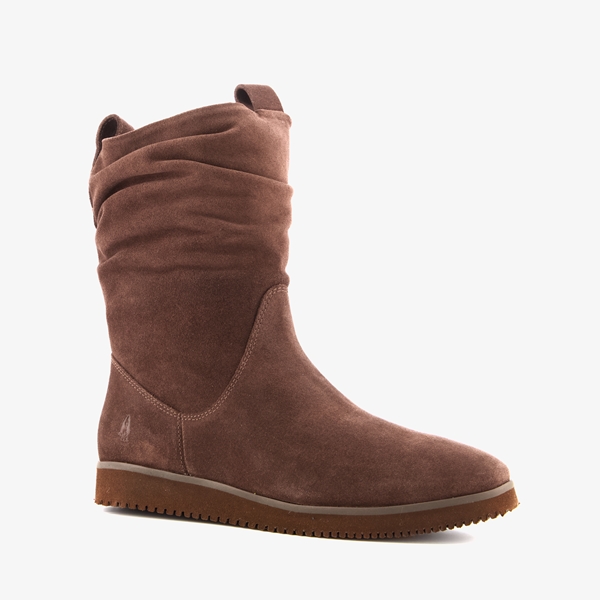 Hush Puppies suede dames enkellaarsjes bruin