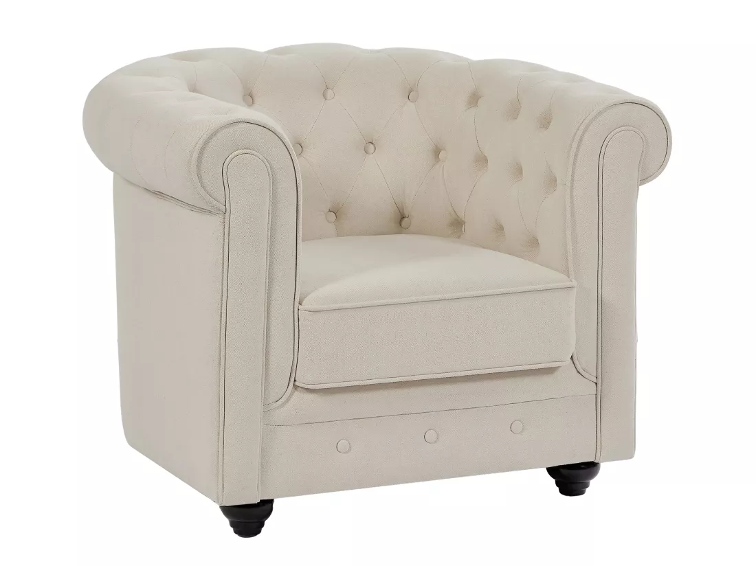 Fauteuil en tissu beige CHESTERFIELD