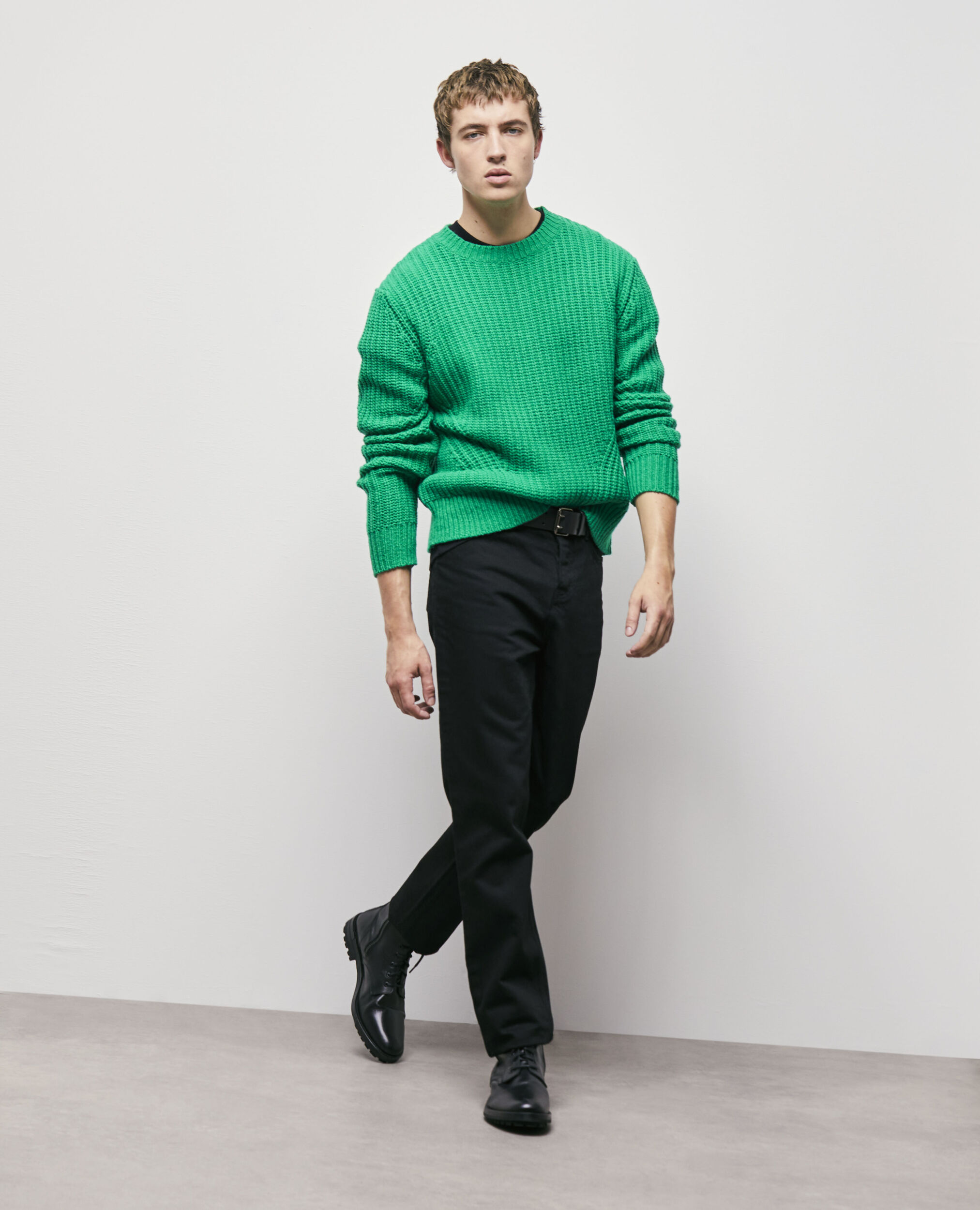 Pull en maille verte