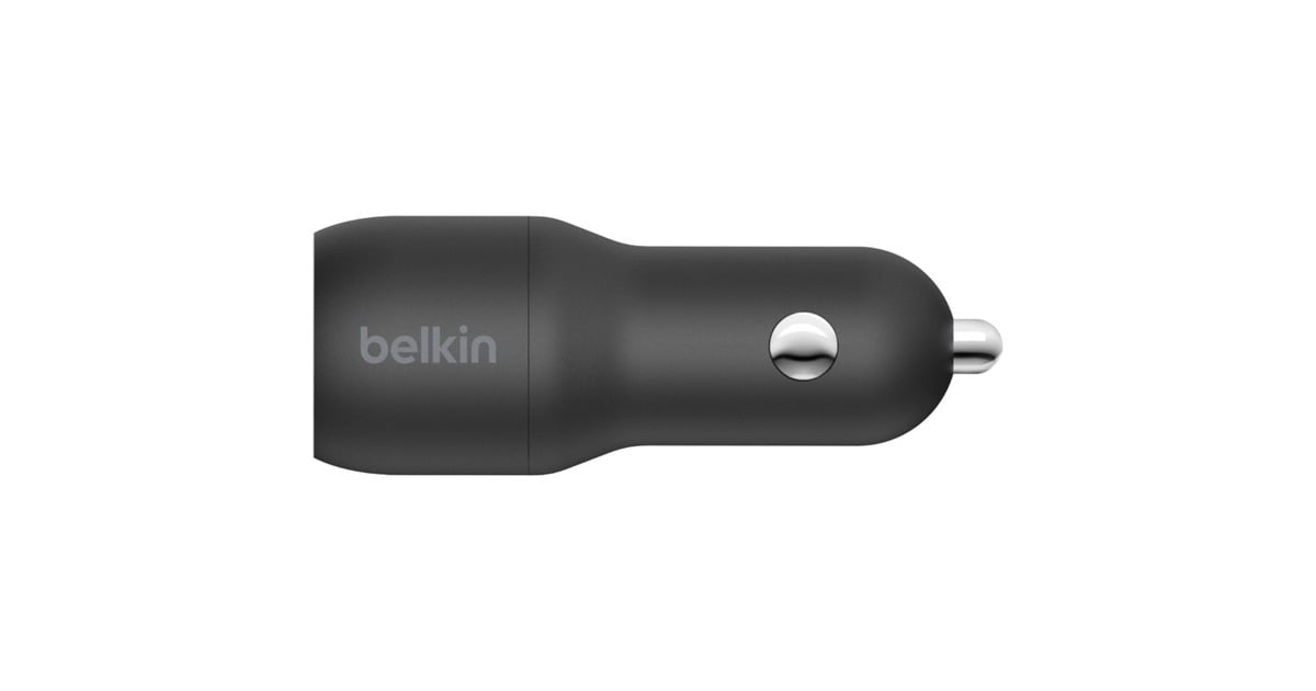 BelkinBoostCharge 2-poorts USB-A-autolader + USB-A/USB-C-kabel  (Zwart, 24 W)