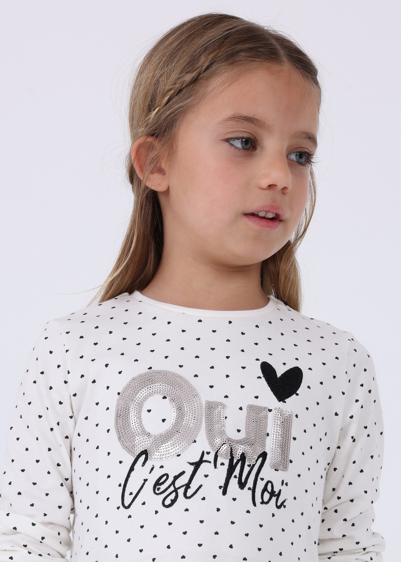 Camiseta de algodão com lantejoulas para meninas