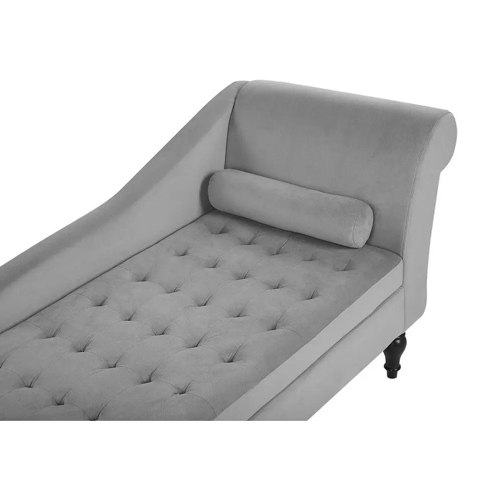 PESSAC - Chaise longue - Grijs - Rechterzijde - Fluweel