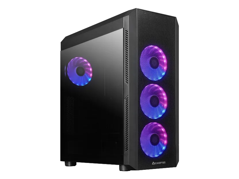 Chieftec SCORPION 4 - Tower - ATX - sidepanel med vindue (hærdet glas) - ingen strømforsyning (ATX) - sort - USB/Lyd